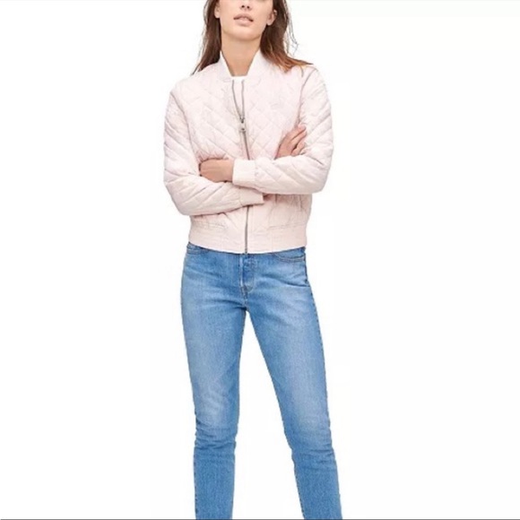 •LEVI'S•NWT WOMENS' PEACH BLUSH DIAMOND QUILTED BOMBER JACKET SIZE LARGE - Picture 3 of 12